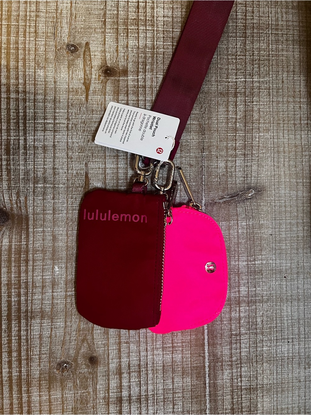 Lululemon athletica Two-Tone Mini Crossbody Pouch - Burgundy & Hot Pink - Picture 1 of 2